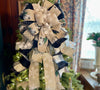 The Brandy White & Black Christmas Tree Topper Bow