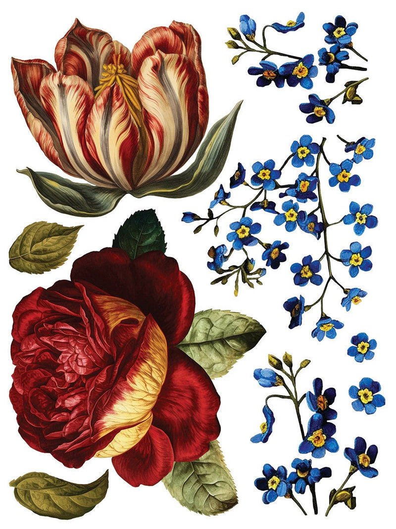 IOD Collage De Fleurs Rub On Transfer Sheet
