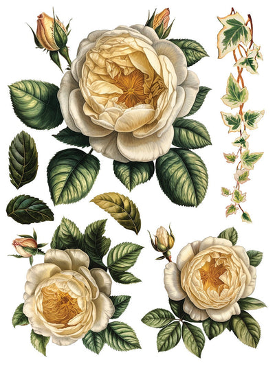 IOD Collage De Fleurs Rub On Transfer Sheet