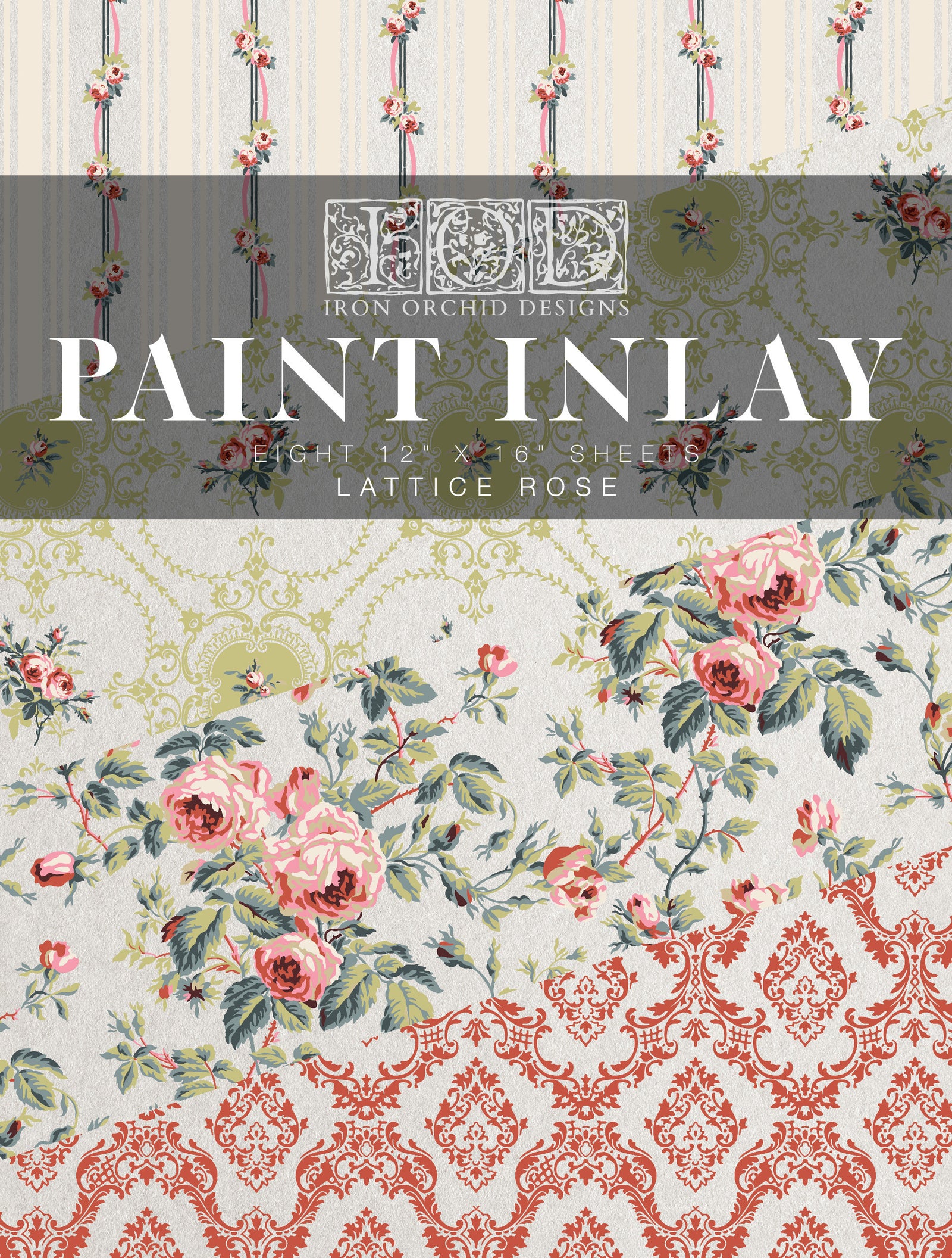 IOD Lattice Rose Paint Inlay Sheet