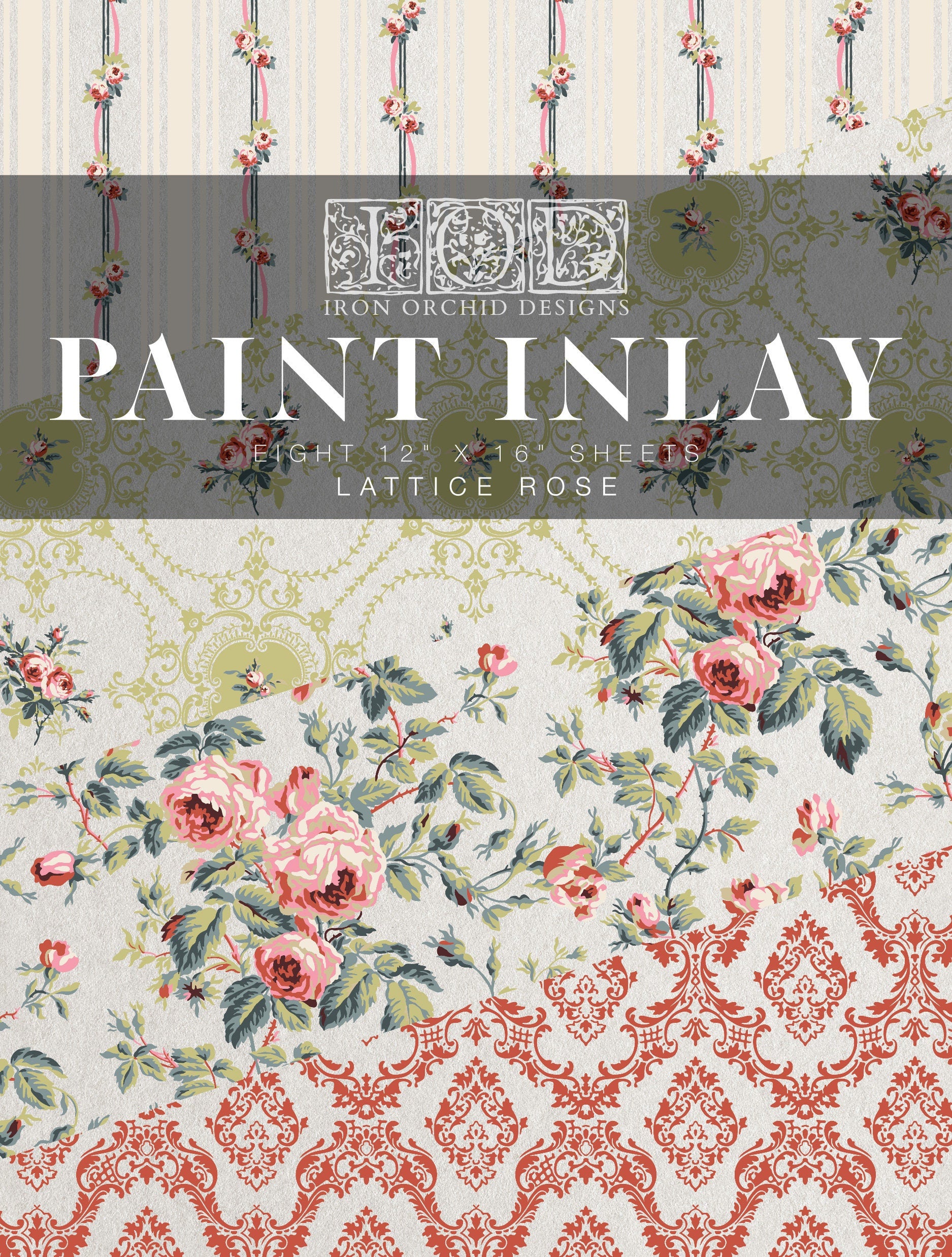 IOD Lattice Rose Paint Inlay Sheet