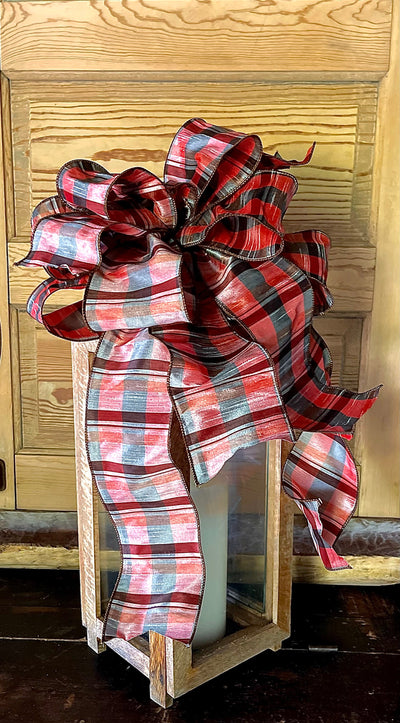 Copper & Sage Green Plaid Fall Bow