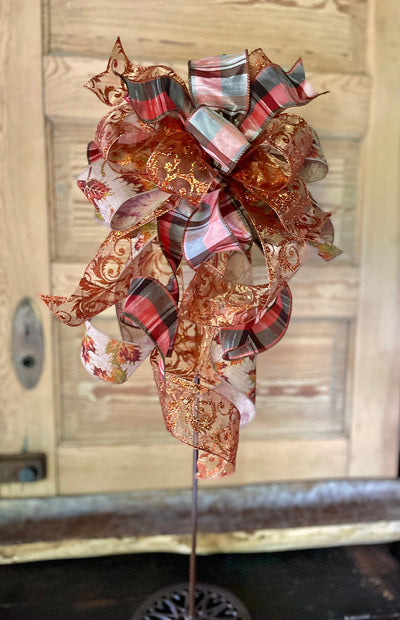 The Julianne Copper & Plum Fall Bow For Wreaths and Lanterns