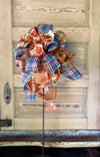The Sherry Orange Copper & Teal Fall Bow For Wreaths and Lanterns
