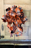 The Heather Orange Black & White Fall Bow For Wreaths