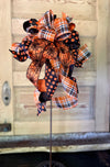 The Heather Orange Black & White Fall Bow For Wreaths