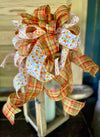 The Lucinda Orange & White Fall Bow For Wreaths