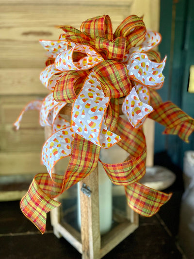 The Lucinda Orange & White Fall Bow For Wreaths