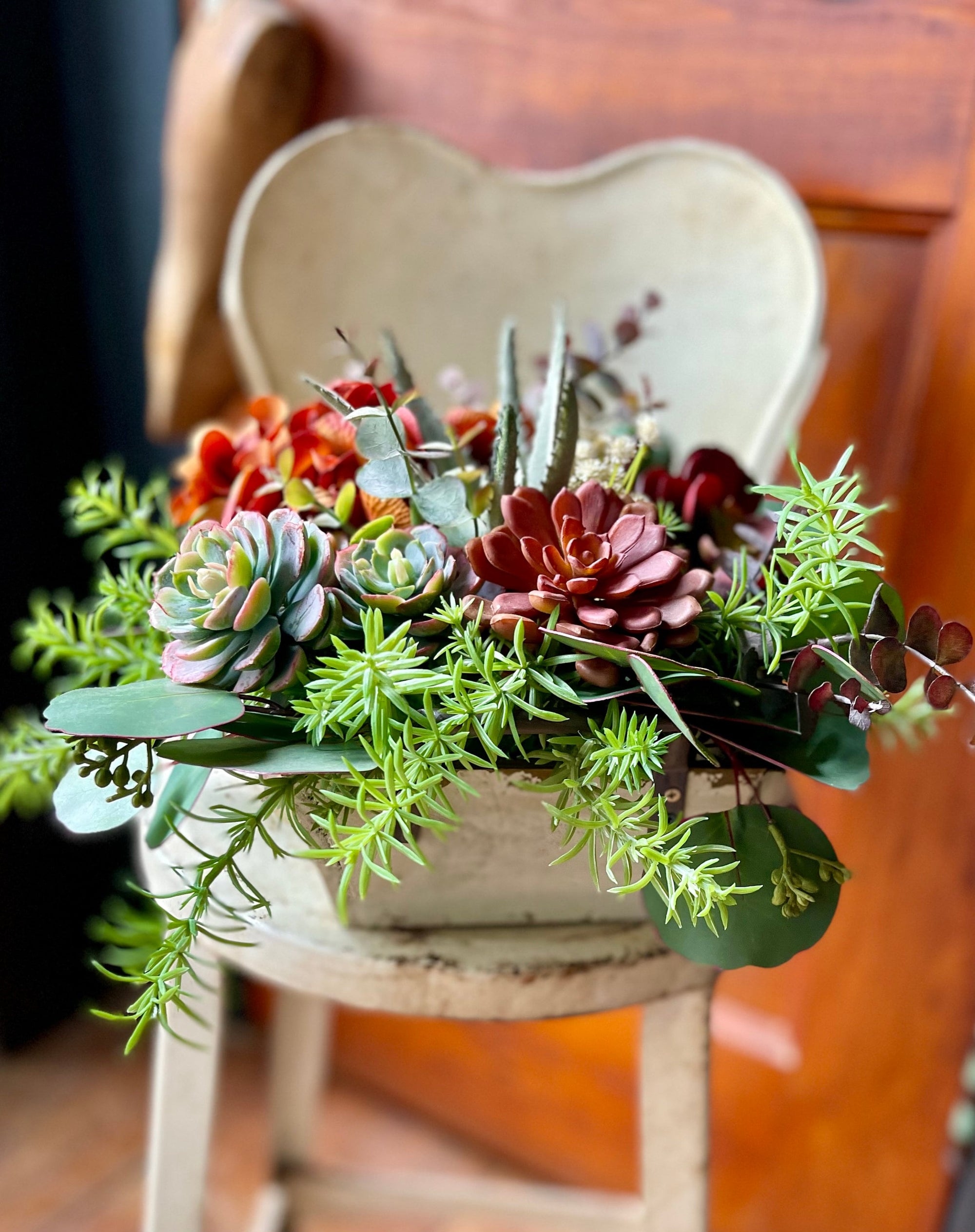 The Blake Succulent Centerpiece For Dining Table, spring Summer arrangement, year round centerpiece, farmhouse decor, rustic decor