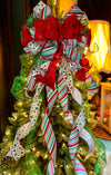 The Priscilla Red Mint Green & White Christmas Tree Topper Bow