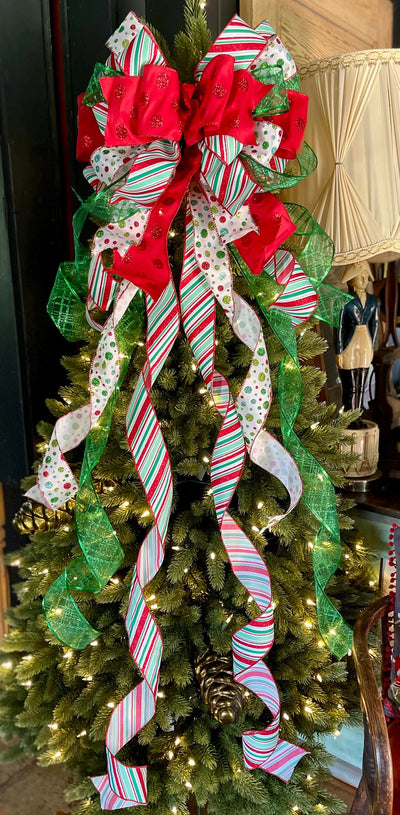 The Peggy Red Green Christmas Tree Topper Bow