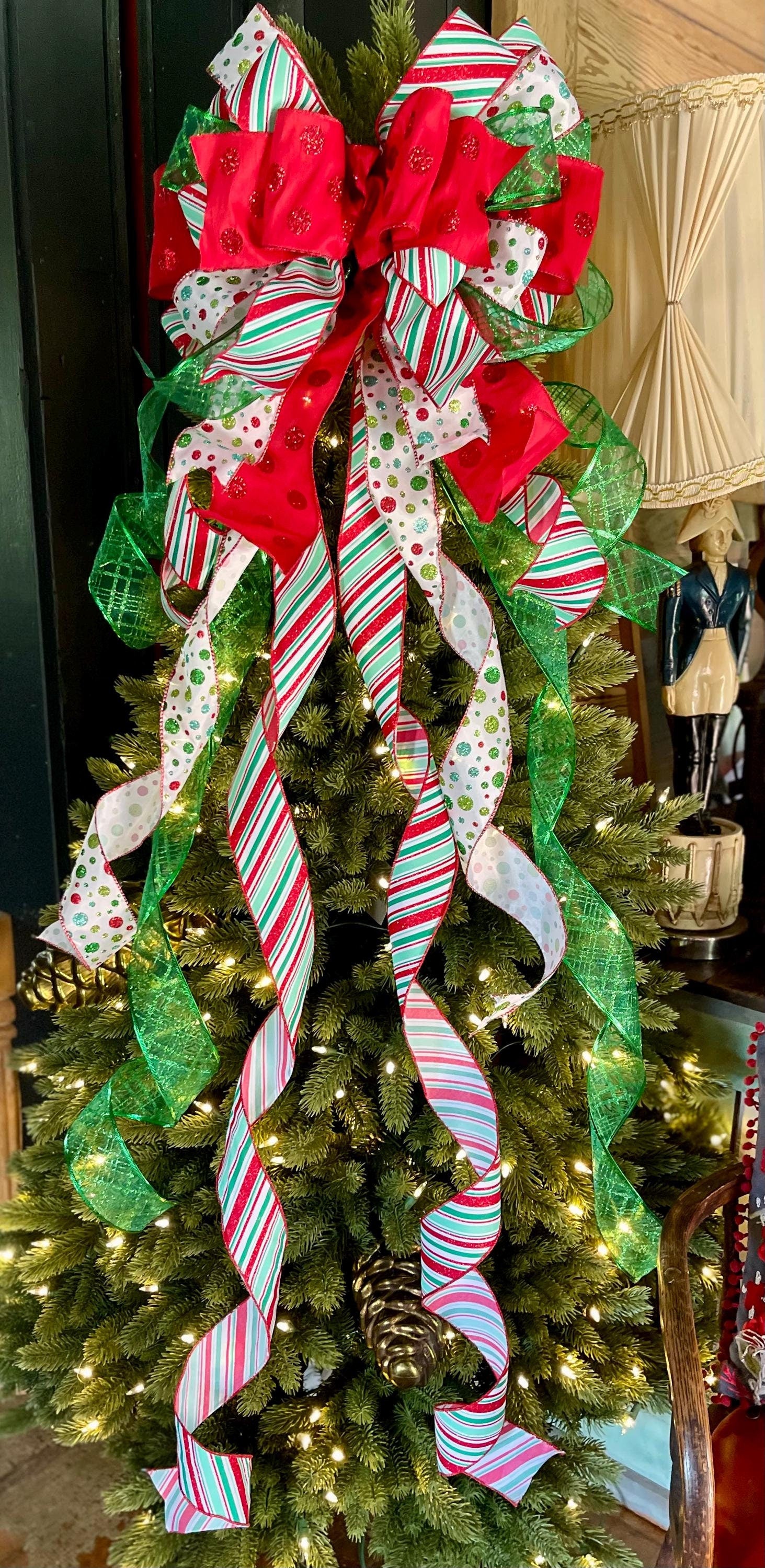The Peggy Red Green Christmas Tree Topper Bow