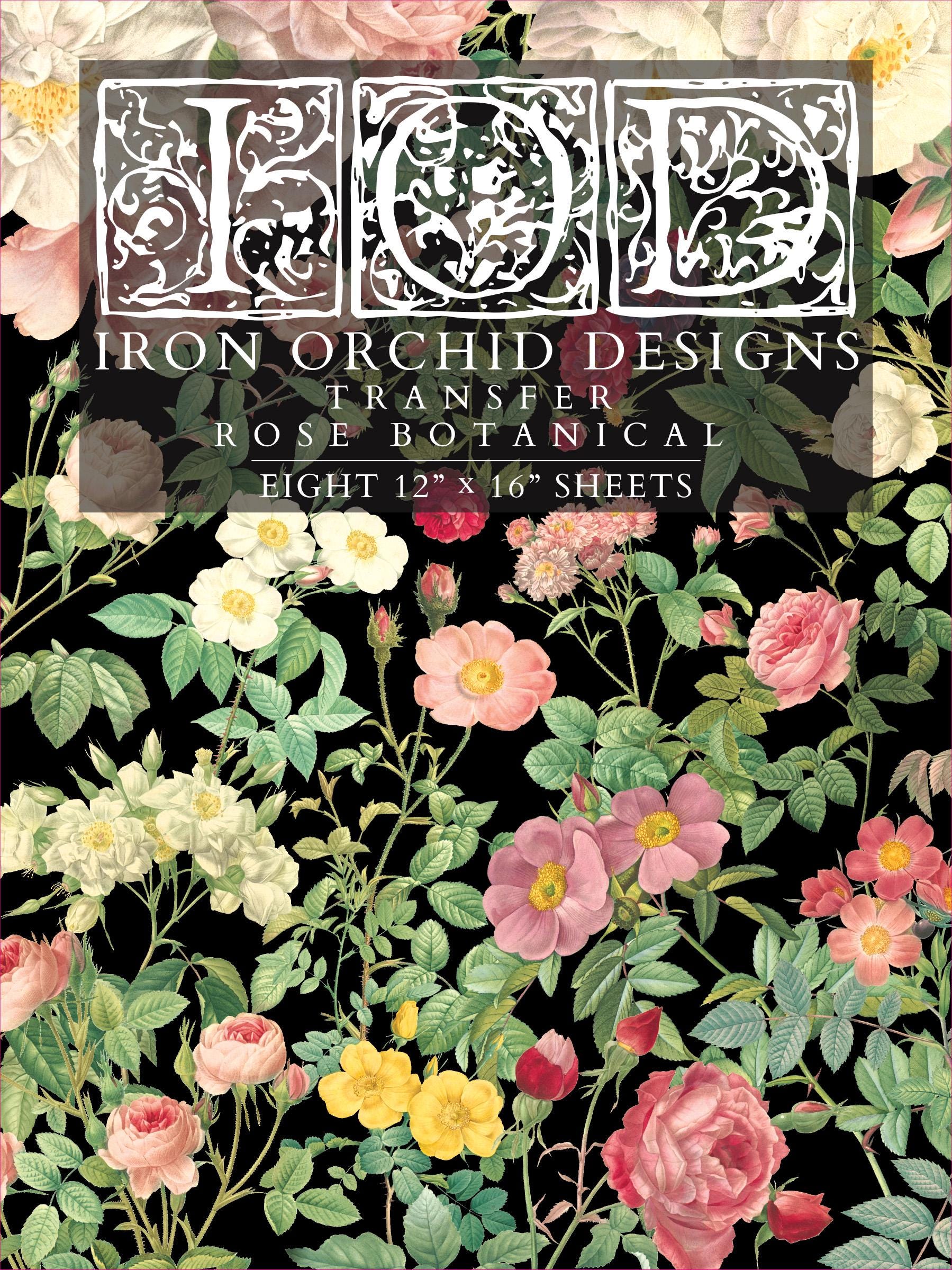 IOD Rose Botanical Rub On Transfer Sheet
