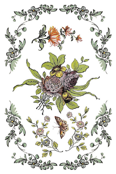 IOD Fairytale Florals Rub On Transfer Sheet, Transfers for crafts, craft supply, Card embellishment, vintage Victorian flower transfer