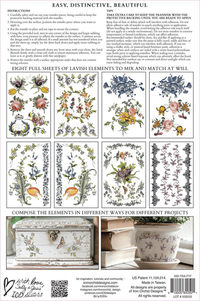 IOD Fairytale Florals Rub On Transfer Sheet, Transfers for crafts, craft supply, Card embellishment, vintage Victorian flower transfer