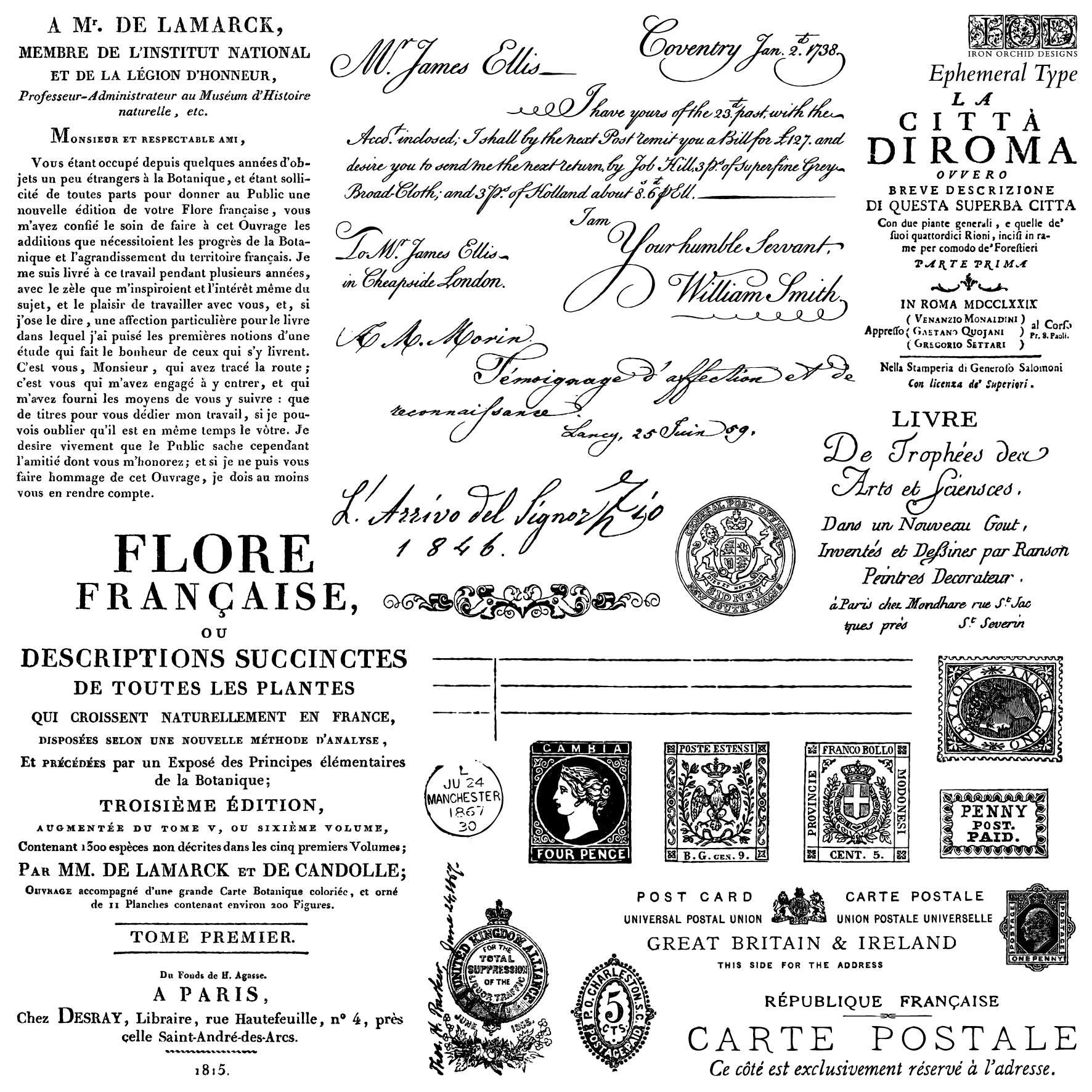 IOD Ephemeral Type Decor Stamp