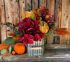 The Tina Orange & Burgundy Pumpkin Farmhouse Centerpiece For Table