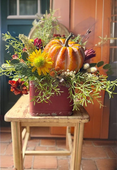 The Sarah Rust & Yellow Garden Farmhouse Centerpiece For Table