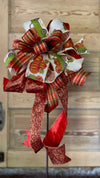 The Pauline Orange & Green Fall Bow For Wreaths and Lanterns