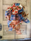 The Sherry Orange Copper & Teal Fall Bow For Wreaths and Lanterns