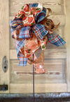 The Sherry Orange Copper & Teal Fall Bow For Wreaths and Lanterns