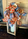 The Sherry Orange Copper & Teal Fall Bow For Wreaths and Lanterns