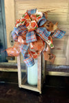 The Sherry Orange Copper & Teal Fall Bow For Wreaths and Lanterns