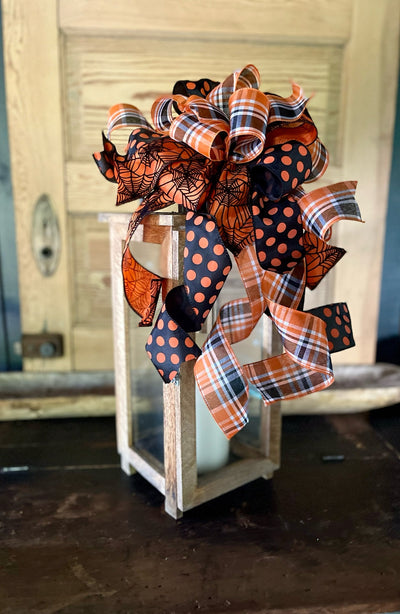 The Heather Orange Black & White Fall Bow For Wreaths