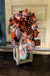 The Heather Orange Black & White Fall Bow For Wreaths