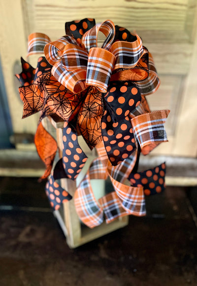 Orange Black White Fall Bow