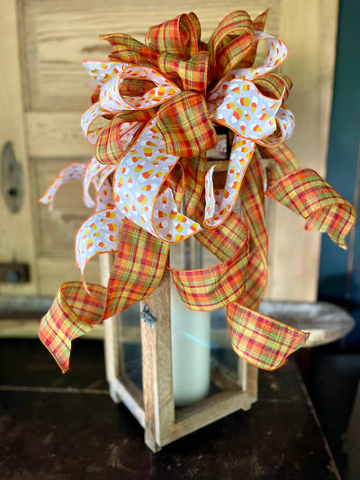 The Lucinda Orange & White Fall Bow For Wreaths