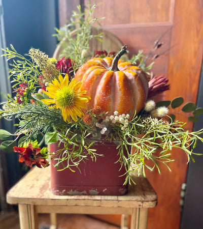 The Sarah Rust & Yellow Garden Farmhouse Centerpiece For Table