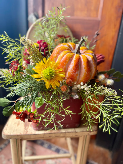 The Sarah Rust & Yellow Garden Farmhouse Centerpiece For Table