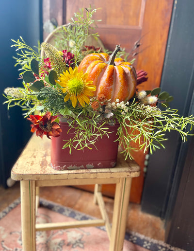 The Sarah Rust & Yellow Garden Farmhouse Centerpiece For Table