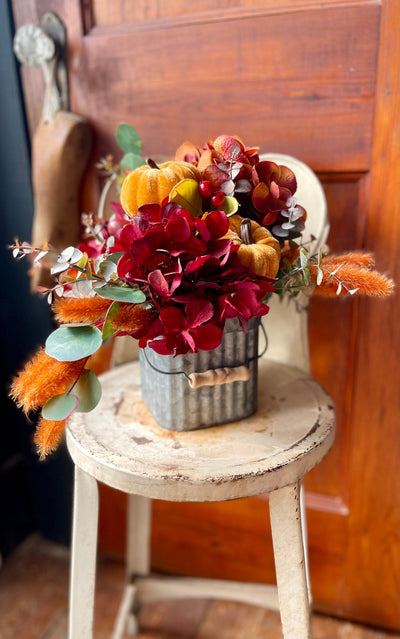 The Tina Orange & Burgundy Pumpkin Farmhouse Centerpiece For Table