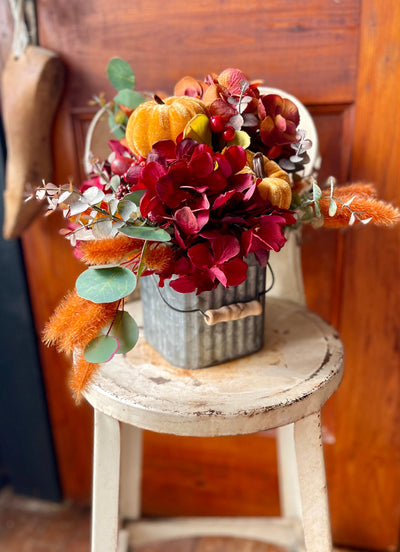 The Tina Orange & Burgundy Pumpkin Farmhouse Centerpiece For Table