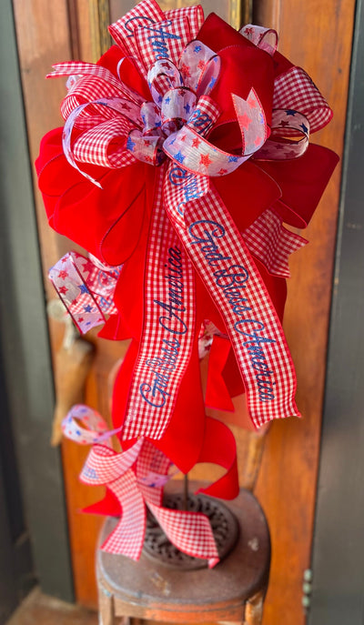 Red White & Blue American Flag Bow