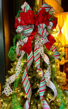 The Priscilla Red Mint Green & White Christmas Tree Topper Bow