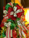 The ZsaZsa Red Green & White Christmas Tree Topper Bow