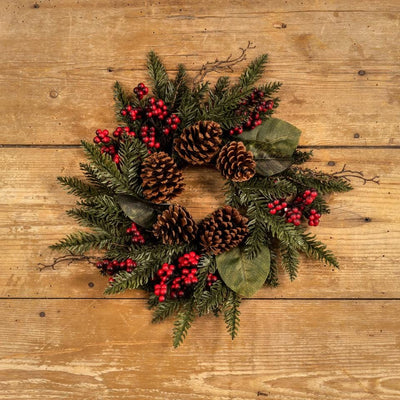 The Grace Cedar Red Berry & Magnolia Leaf Christmas Candle Ring