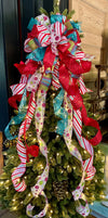 The Clementine Red Pink & Green Christmas Tree Topper Bow