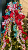 The Clementine Red Pink & Green Christmas Tree Topper Bow