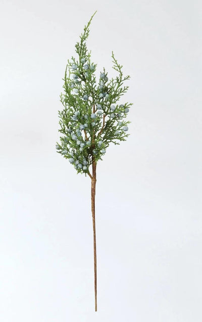 Artificial Juniper Berry Pine Spray, Silk flower stem, Christmas flower stem, craft supply, natural look cedar wreath making supplies