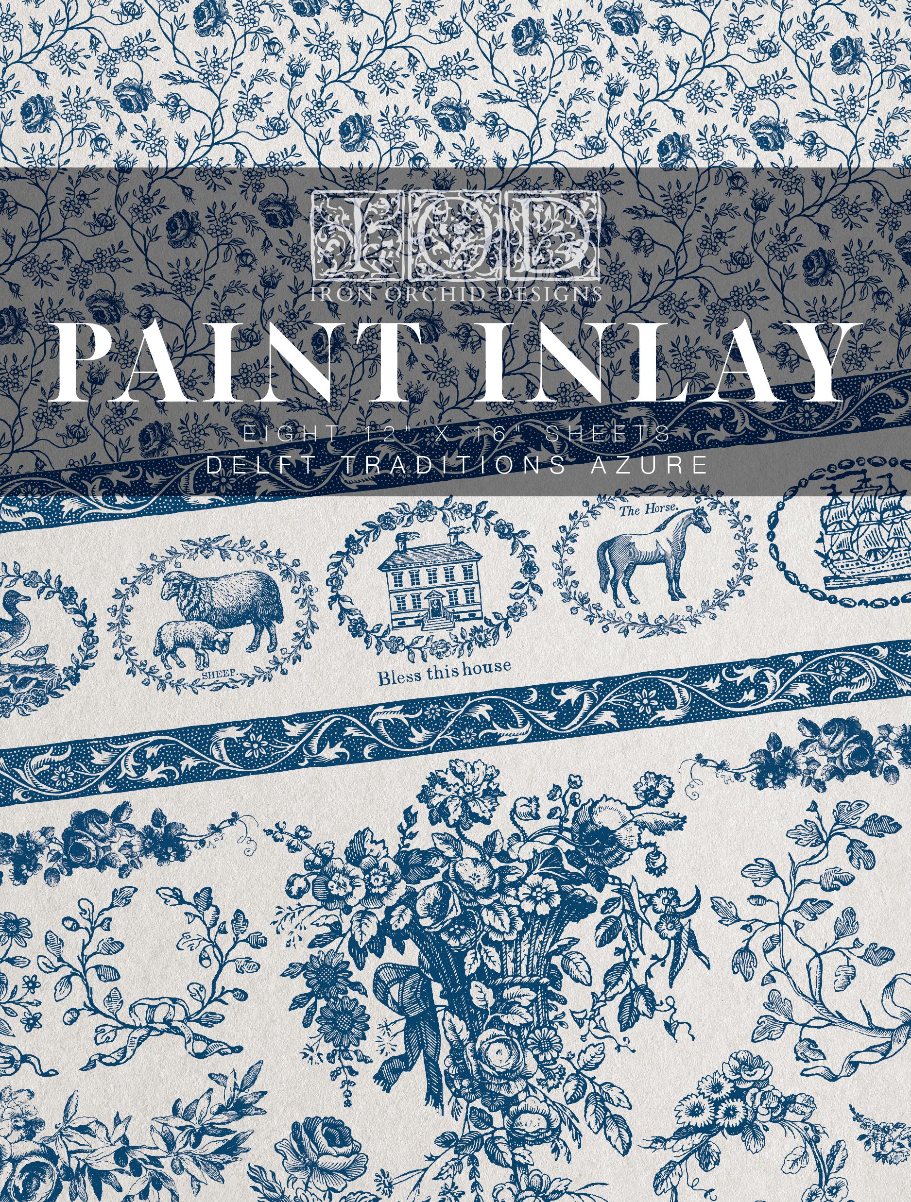 IOD Delft Traditions Paint Inlay Sheet, Paint Transfers for crafts, craft supply, furniture embellishment