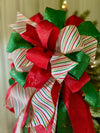 The Crystal Red Green White & Gold Christmas Tree Topper Bow