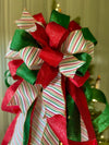 The Crystal Red Green White & Gold Christmas Tree Topper Bow