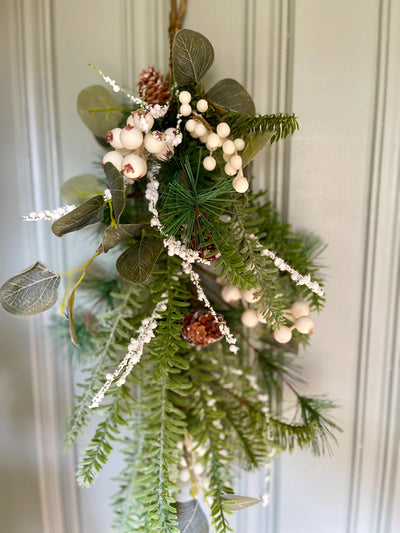 White snowy berry & mixed pine Christmas swag, ready to ship, holiday swag, wreath making supply, farmhouse decor, christmas decor