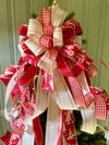 The Adrian Red & Cream Christmas Tree Topper Bow