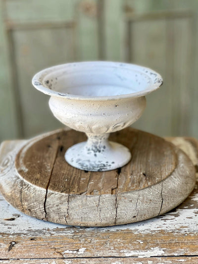 The Madison White Distressed Metal Urn Vase, Farmhouse candle cup, shabby chic decor, small trinket holder, Cottage decor, candle stand