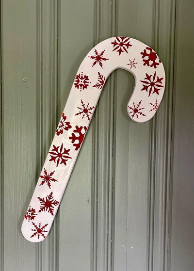 Red & White Wood Candy Cane Decorative Hanger